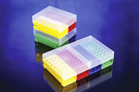 5 Stück Camlab Plastics RTP/78125-B PCR Rack mit Deckel Blau 