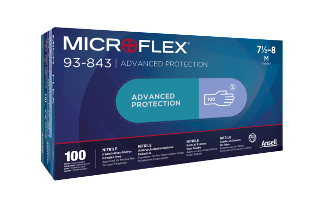 Microflex®, 93-843 Glove, Size XS, Powder-Free, Nitrile - STARLAB