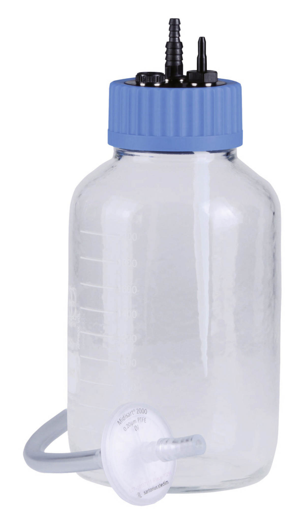 Bottiglia di raccolta da 2L in vetro con filtro di protezione e tubo di  ingresso - STARLAB