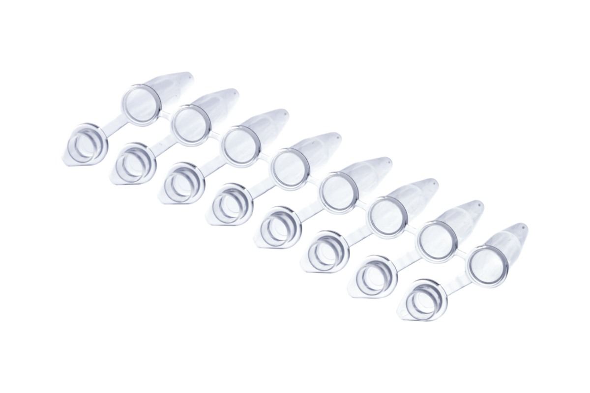 0.2 ml 8Strip PCR Tubes, Individually Attached Domed Caps, Natural