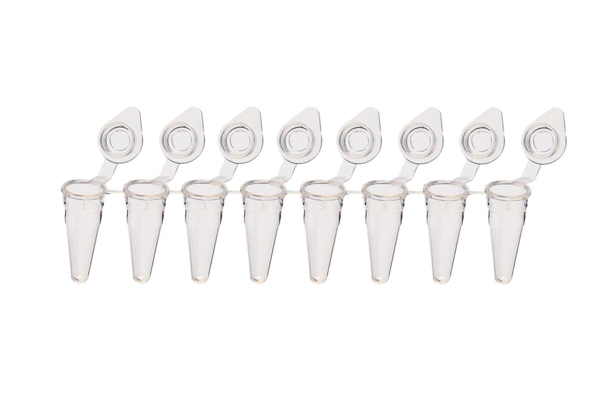 0.1 ml 8Strip PCR Tubes, LowProfile, Individually Attached Flat Caps