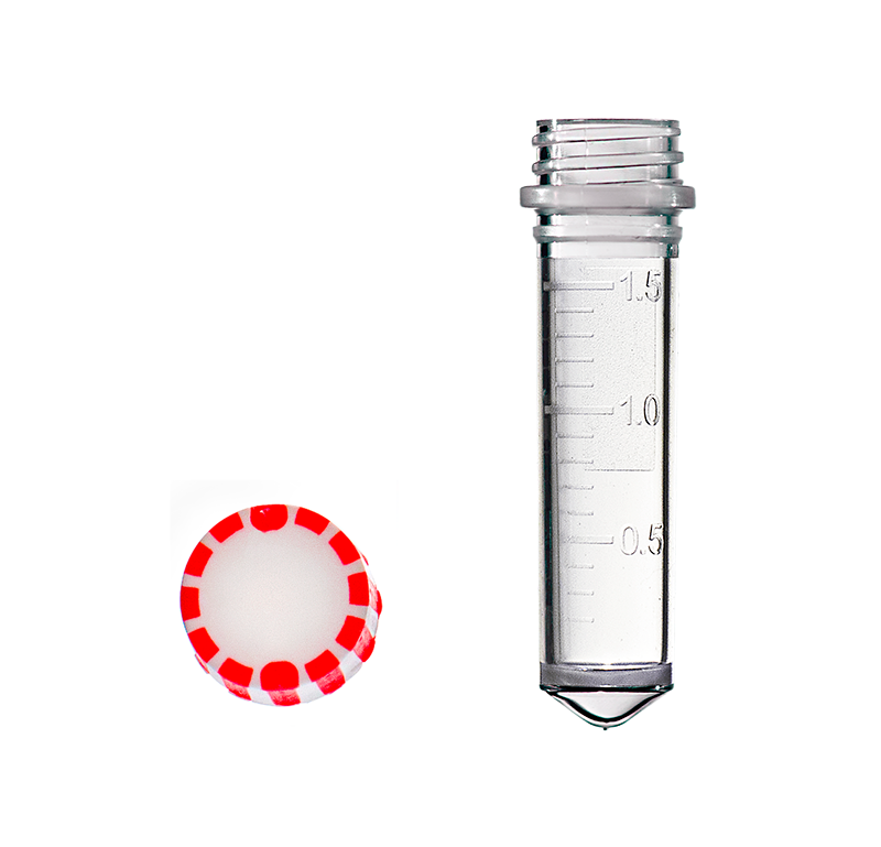 2.0ml Graduated Conical Tube with EasyGrip Screw Cap White/Red (Sterile