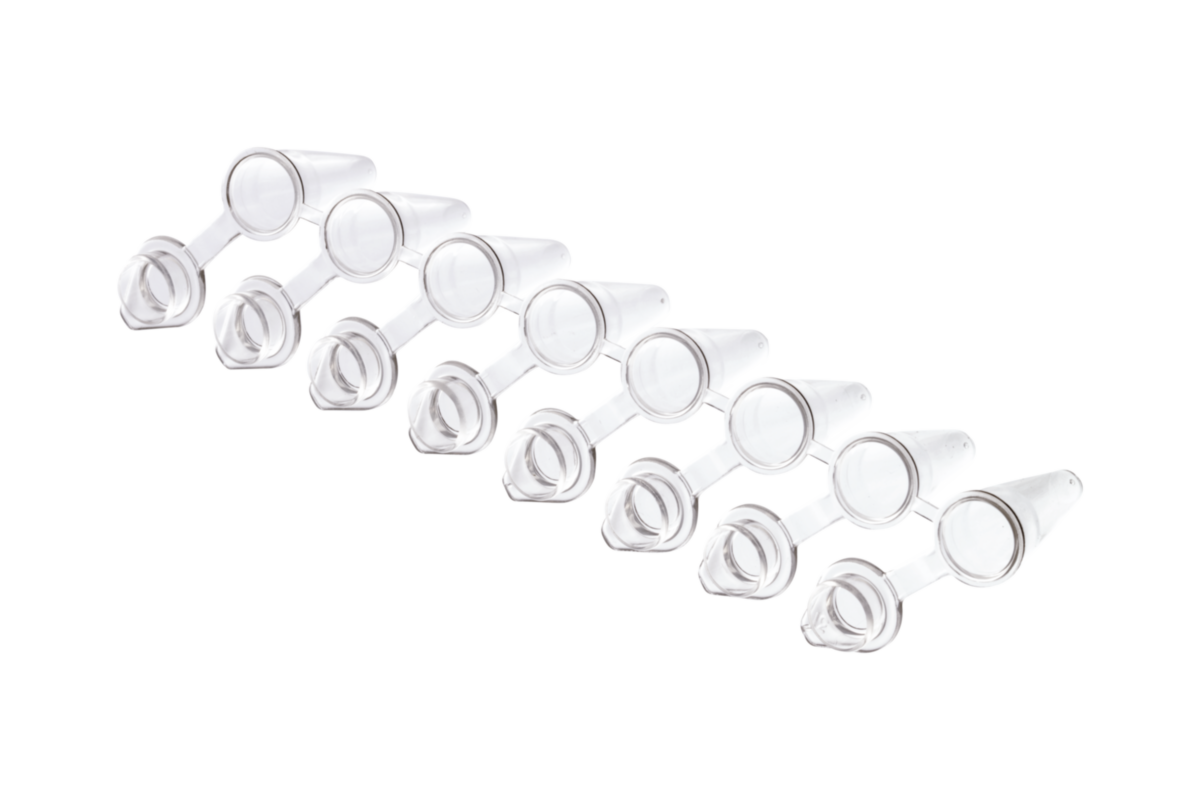 0.1 ml 8Strip PCR Tubes, LowProfile, Individually Attached Flat Caps