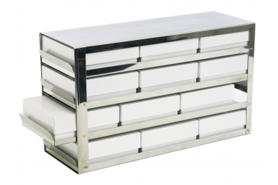 Image – Rack per congelatori verticali con ripiani estraibili per box 130 x 130 mm