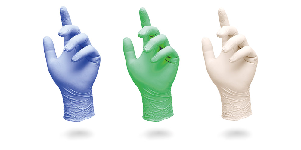 Three types of laboratory glove material